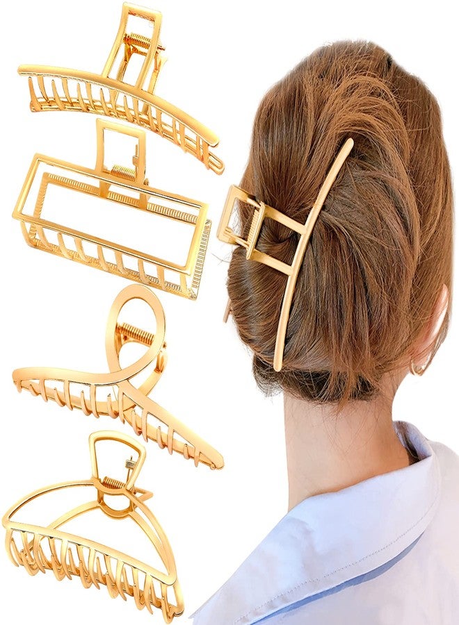 AIBEE Large Metal Hair Claw Clips - 4pcs Nonslip Big Gold Hair Clamps with Strong Hold for Thick and Thin Hair for Women and Girls - Image 1