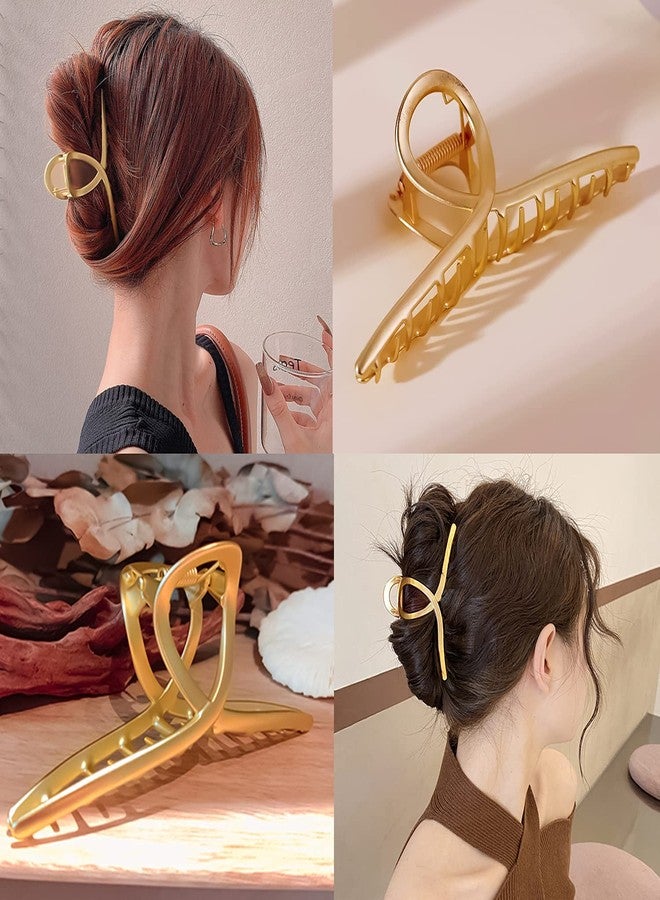 AIBEE Large Metal Hair Claw Clips - 4pcs Nonslip Big Gold Hair Clamps with Strong Hold for Thick and Thin Hair for Women and Girls - Image 4