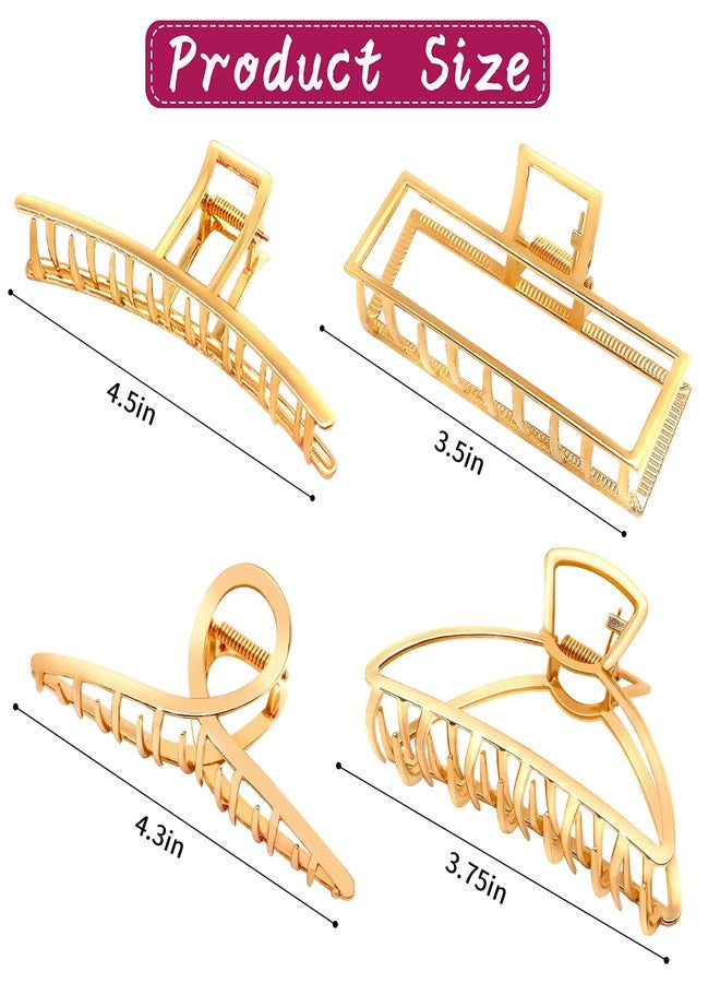 AIBEE Large Metal Hair Claw Clips - 4pcs Nonslip Big Gold Hair Clamps with Strong Hold for Thick and Thin Hair for Women and Girls - Image 2