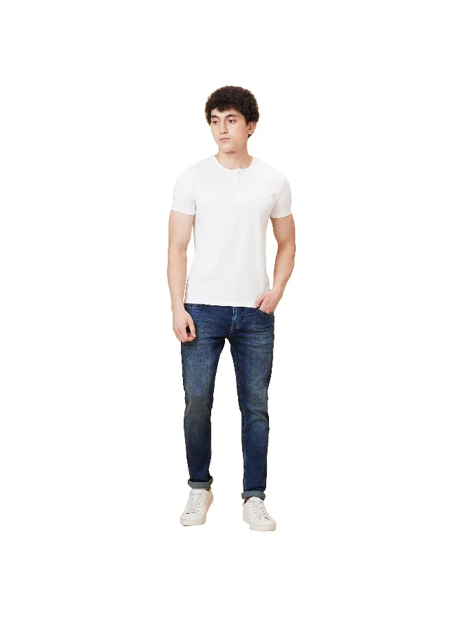 بيينغ هيومان Mens White Henley Short Sleeve T-Shirt