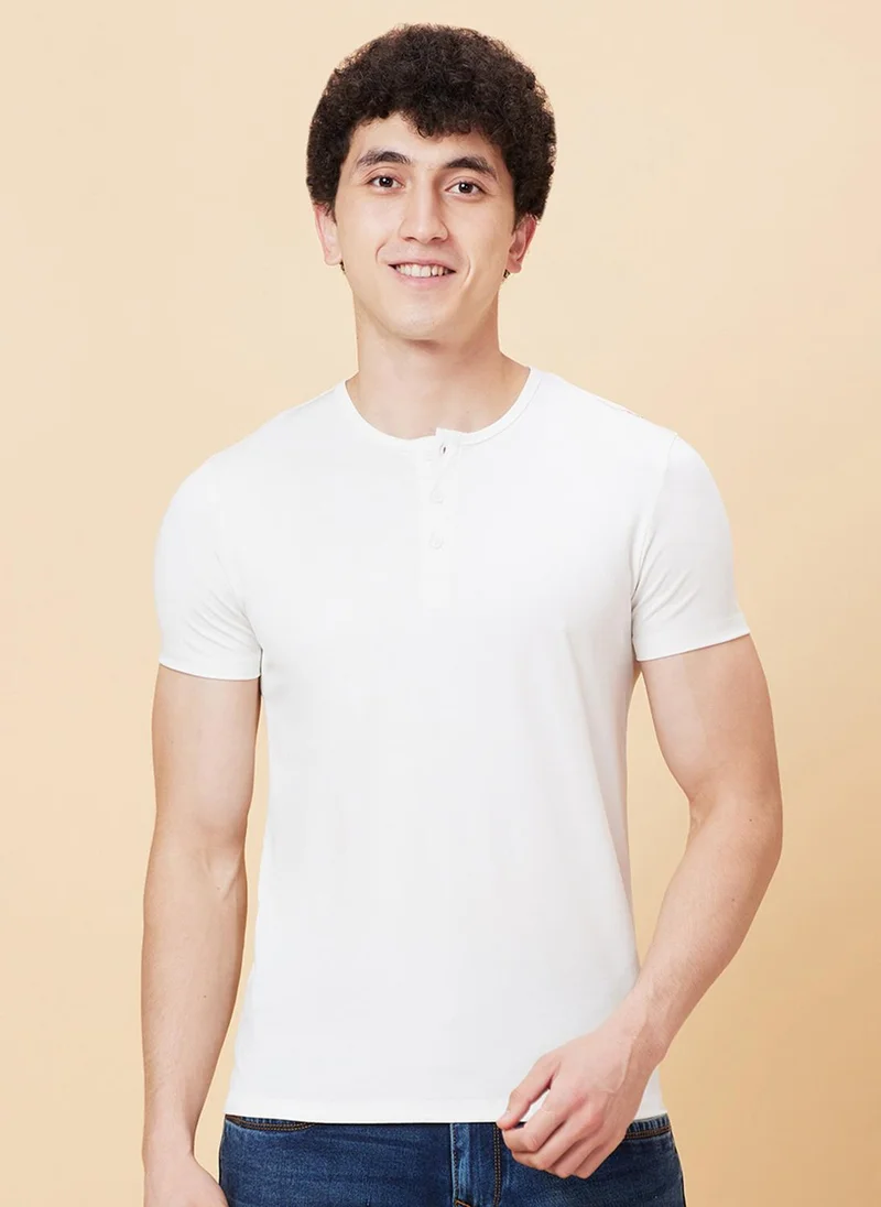 Being Human Cotton Henley Neck Short Sleeves Regular Fit Pockets Casual T-shirt