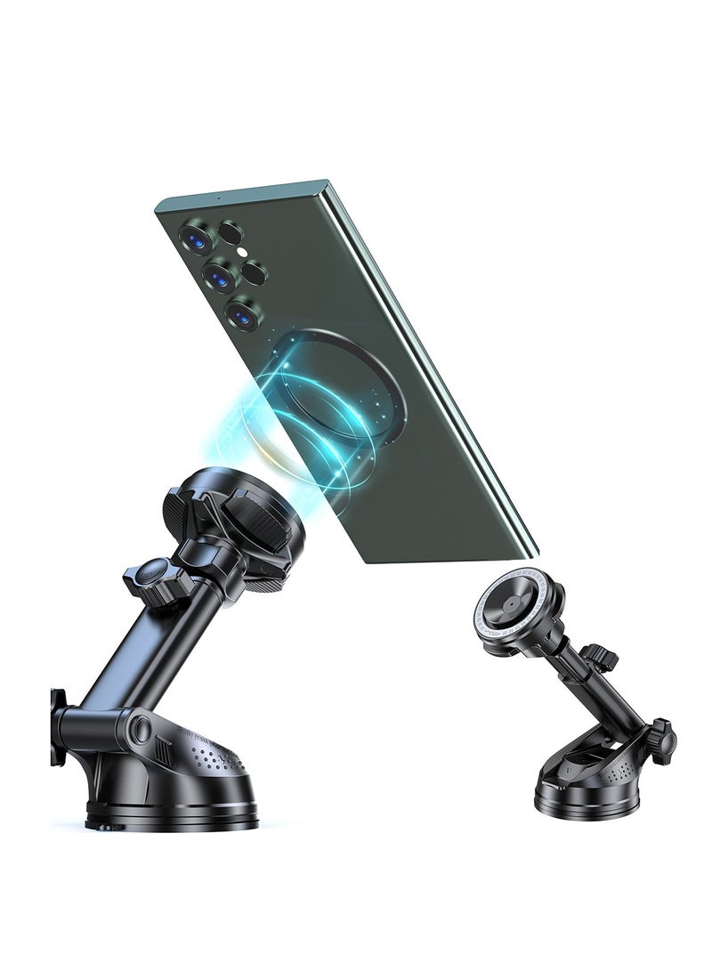 وي وي لابز حامل هاتف مغناطيسي للسيارة مع تثبيت مزدوج Air-Mag وقاعدة شفط قوية، VYVY Labs - أسود - Image 1