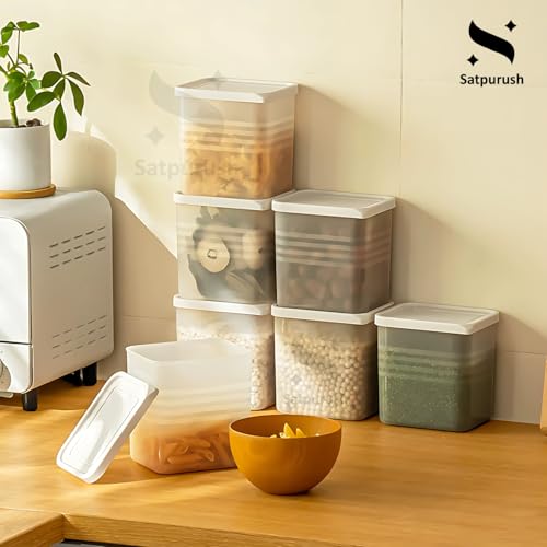Satpurush Fridge Storage Boxes (Pack of 6) Freezer & Refrigerator Organizer Containers Kitchen Storage Container Set Kitchen Accessories Items for Home 1200 ml Food Storage Box, Plastic, White - Image 2