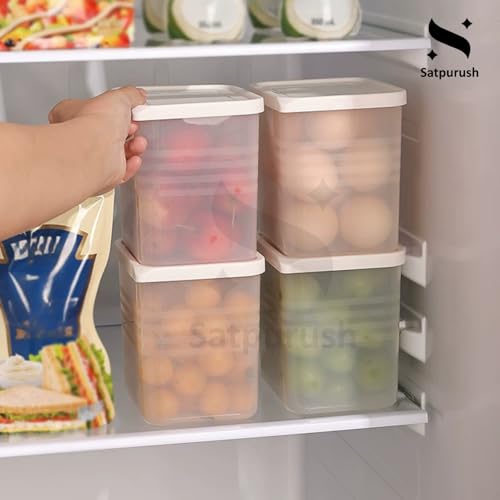 Satpurush Fridge Storage Boxes (Pack of 6) Freezer & Refrigerator Organizer Containers Kitchen Storage Container Set Kitchen Accessories Items for Home 1200 ml Food Storage Box, Plastic, White - Image 3
