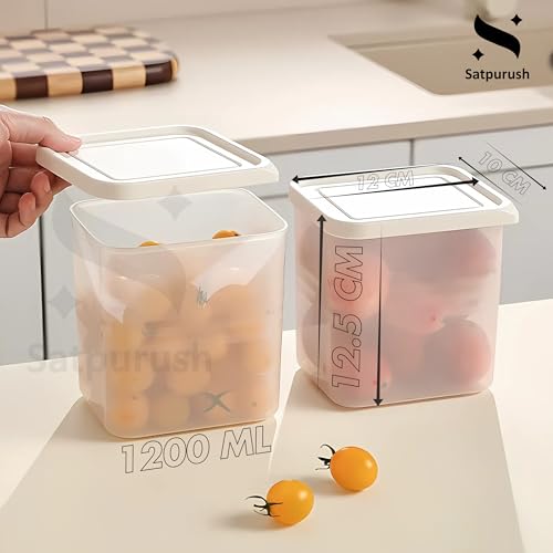 Satpurush Fridge Storage Boxes (Pack of 6) Freezer & Refrigerator Organizer Containers Kitchen Storage Container Set Kitchen Accessories Items for Home 1200 ml Food Storage Box, Plastic, White - Image 4