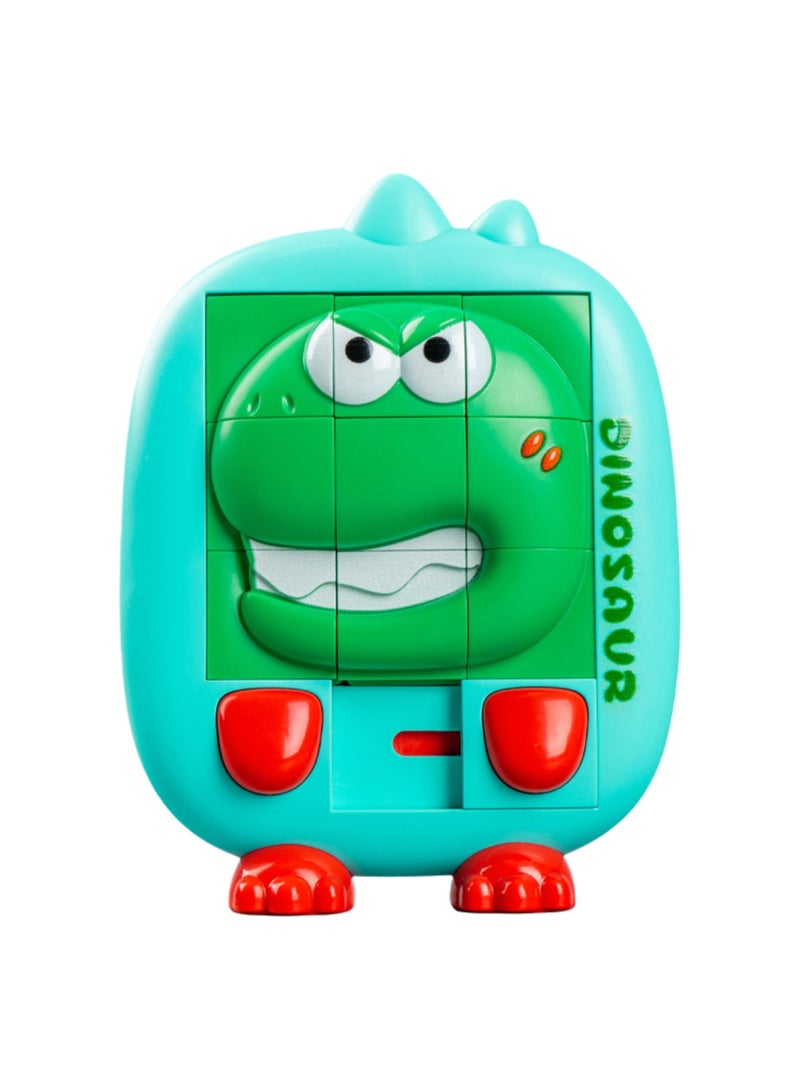 Baby Educational Toys 3d Sliding Puzzle Cartoon Animals Huarongdao Children'S Toys 3-5 Years Old (Green Dinosaur)  - Image 1