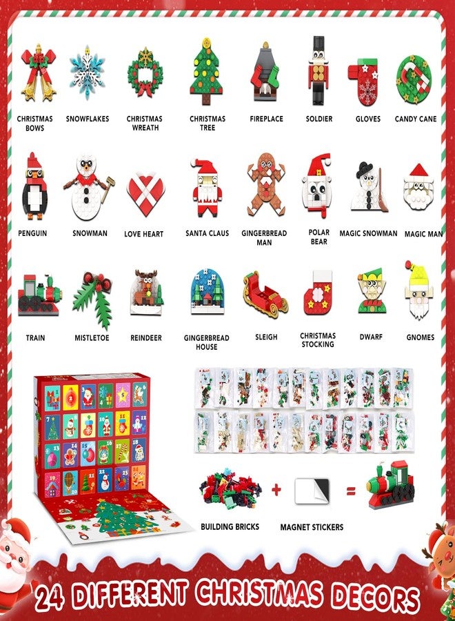 Hogokids تقويم هوجوكيدز لعيد الميلاد 2025 مغناطيسات الثلاجة زينة مجموعة بناء، تقويم العد التنازلي لمدة 24 يوم مغناطيسي لبناء الكتل لزينة عيد الميلاد على الثلاجة هدية للبالغين والأطفال الأولاد - Image 4