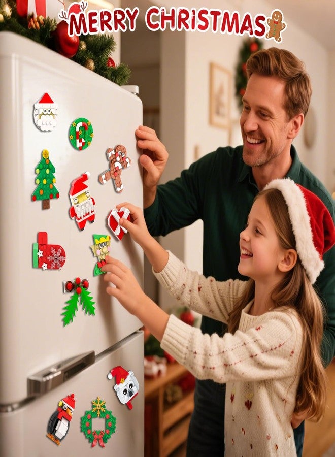 Hogokids تقويم هوجوكيدز لعيد الميلاد 2025 مغناطيسات الثلاجة زينة مجموعة بناء، تقويم العد التنازلي لمدة 24 يوم مغناطيسي لبناء الكتل لزينة عيد الميلاد على الثلاجة هدية للبالغين والأطفال الأولاد - Image 3