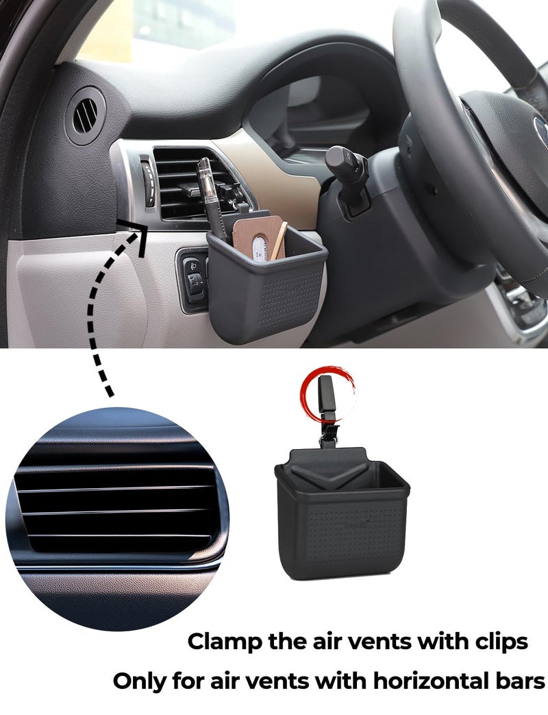 BMZX Car Air Vent Storage Bag Organizer Pocket Sunglass Holder Car Mount Phone Holder Coin Key Card Case Organizer with Hook- Black - Image 3