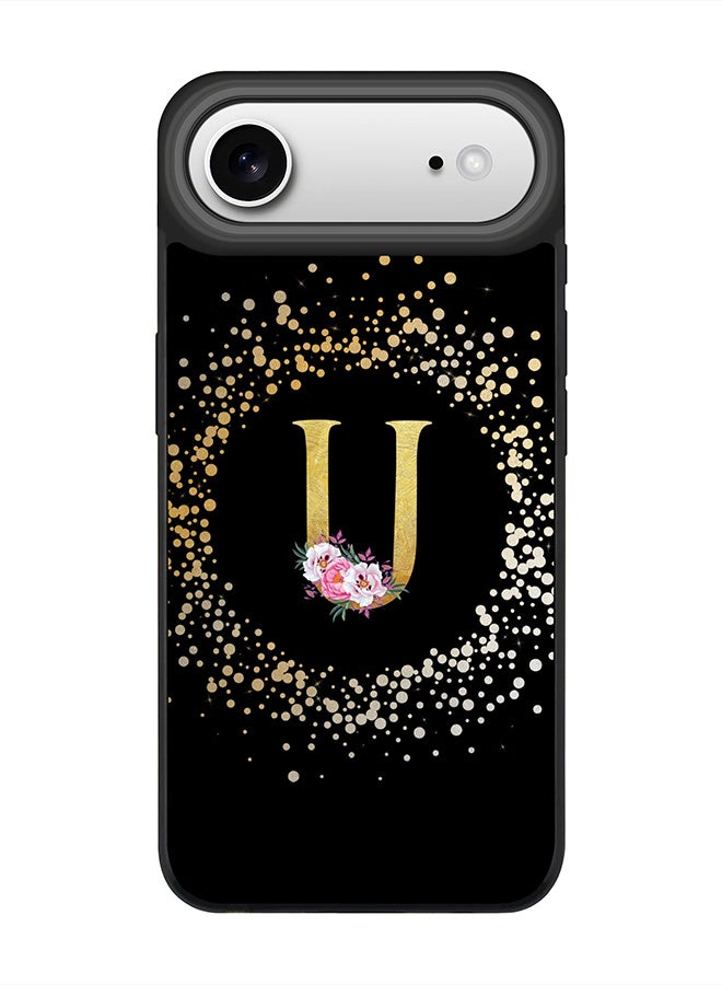 Stylizedd iPhone Air Case, [Compatible with MagSafe] Slim Magnetic cover Phone Case iPhone Air -Custom Monogram Floral - U ( Black ) - Image 1