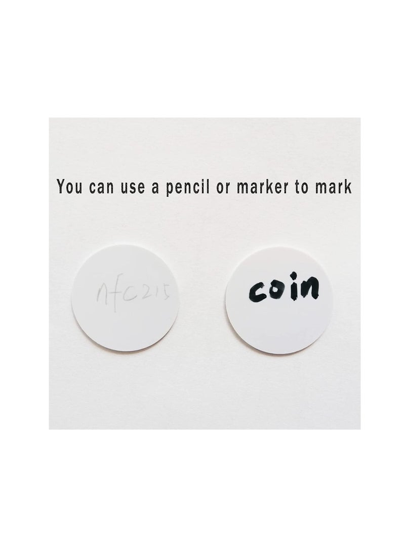NFC 215 Coin Card NTAG 215 Coin Tags Compatible with TagMo Amiibo and All NFC Phone and Devices 504 Bytes Memory Round 25mm 10 Pieces