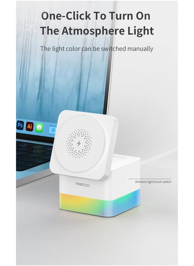 Recci 4-in-1 Portable Wireless Charging Cube – 15W Fast Magnetic Charger for iPhone, AirPods, Apple Watch & More | Multi-Device ABS+PC Charger with 5V/3A, 9V/3A Input & 15W/10W/7.5W/5W Output  - Image 4