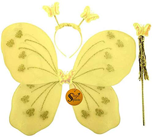 Sage Square Fairy Butterfly Wings Costume for Baby Girl, Yellow - Image 5