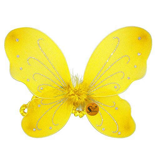 Sage Square Fairy Butterfly Wings Costume for Baby Girl, Yellow - Image 2