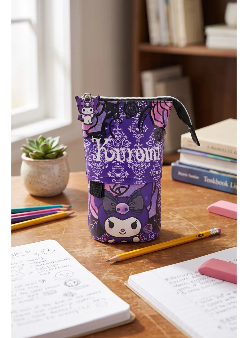 سانريو Sanrio Kuromi Toddler Pencil Case | Pop-Up Standing Pencil Pouch for Kids | Cute Kuromi School Stationery Organizer | Portable Zipper Pencil Holder for School & Travel