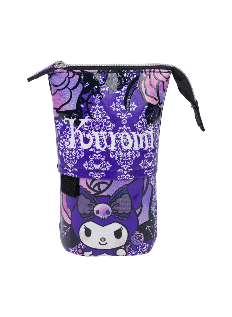سانريو Sanrio Kuromi Toddler Pencil Case | Pop-Up Standing Pencil Pouch for Kids | Cute Kuromi School Stationery Organizer | Portable Zipper Pencil Holder for School & Travel