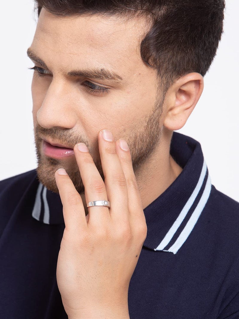 CLARA خاتم ناري قابل للتعديل من الفضة الإسترلينية النقية 925 | هدية للرجال والأولاد | تشطيب غير لامع جزئي - Image 3