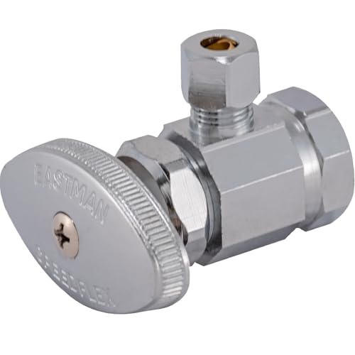 Eastman 14 Inch OD Compression x 12 Inch FIP Compression MultiTurn Angle Stop Valve Brass Plumbing Fitting Chrome 04129LF