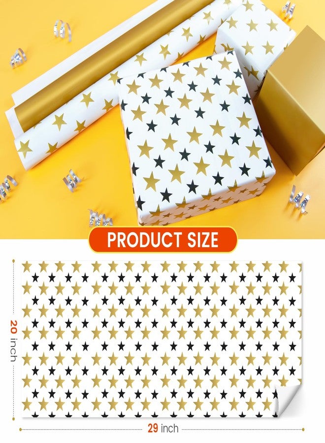 HimBen Gift Wrapping Paper 12 Sheets, Folded Flat Gift Wrap Paper for Presents, Kids, Boy and Girl, 20 x 29” Per Sheet - Gold Black Stars - Image 4