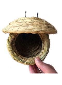 Hamiledyi Bird Nest Grass Bird Hut Outdoor Hanging Birdhouse Canary Nest Chickadee House Wren Nest Fiber Roosting Pocket For Parakeet Parrot Cockatiel Finch  - Image 3