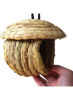 Hamiledyi Bird Nest Grass Bird Hut Outdoor Hanging Birdhouse Canary Nest Chickadee House Wren Nest Fiber Roosting Pocket For Parakeet Parrot Cockatiel Finch  - Image 4