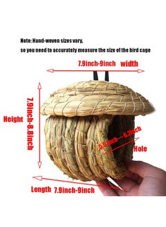 Hamiledyi Bird Nest Grass Bird Hut Outdoor Hanging Birdhouse Canary Nest Chickadee House Wren Nest Fiber Roosting Pocket For Parakeet Parrot Cockatiel Finch  - Image 2