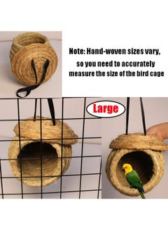 Hamiledyi Bird Nest Grass Bird Hut Outdoor Hanging Birdhouse Canary Nest Chickadee House Wren Nest Fiber Roosting Pocket For Parakeet Parrot Cockatiel Finch  - Image 5