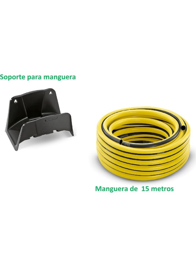Karcher Hose Set With Hose Hanger 1/2" - 15m Yellow & Black - Image 5