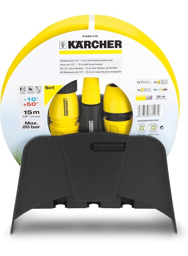 Karcher Hose Set With Hose Hanger 1/2" - 15m Yellow & Black - Image 3