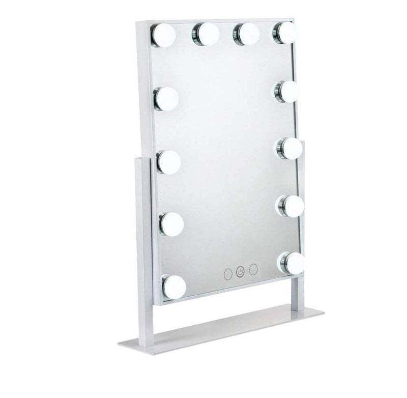 WanEway Hollywood Lighted Vanity Mirror with LED Lights for Makeup Dressing Table Set Plug in Illuminated Cosmetic Mirror with 12 Dimmable Bulbs and Power Supply  White
