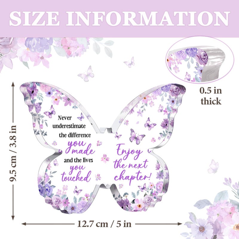 Glydein Farewell Gifts for Coworkers, 5x3.8x0.5 Inch Purple Butterfly Acrylic Plaque Decor, New Job Goodbye Going Away Leaving Retirement Graduation New Job Promotion We Will Miss You - Image 4