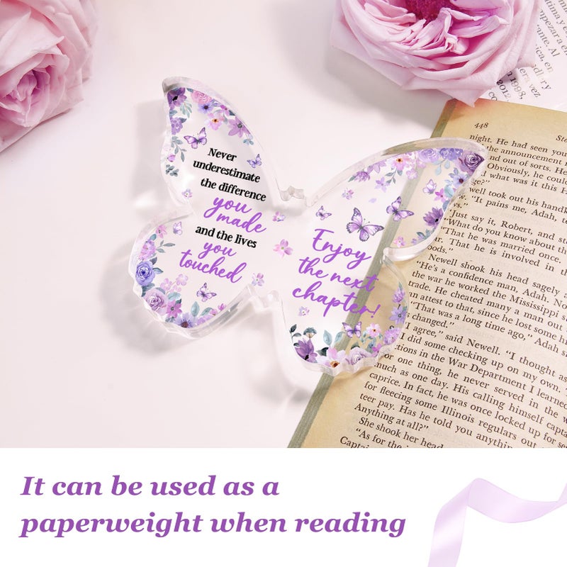 Glydein Farewell Gifts for Coworkers, 5x3.8x0.5 Inch Purple Butterfly Acrylic Plaque Decor, New Job Goodbye Going Away Leaving Retirement Graduation New Job Promotion We Will Miss You - Image 5