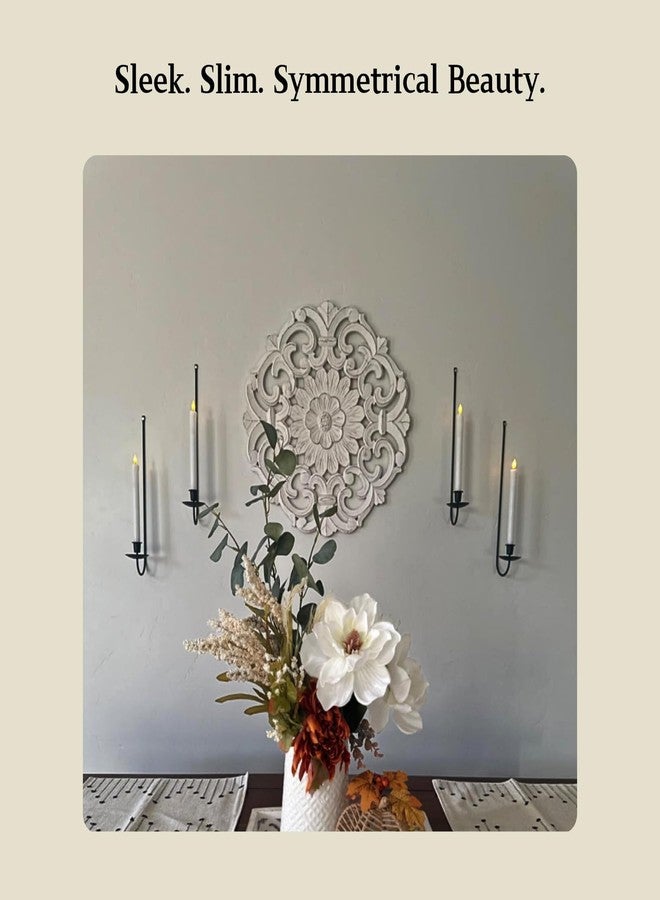 Batoslee Black Wall Candle Holder Set of 4, Stylish Metal Wall Mount Candle Sconces, Modern Wall Decoration for Living Room, Dining Room, Fireplace, and Weddings - Image 3