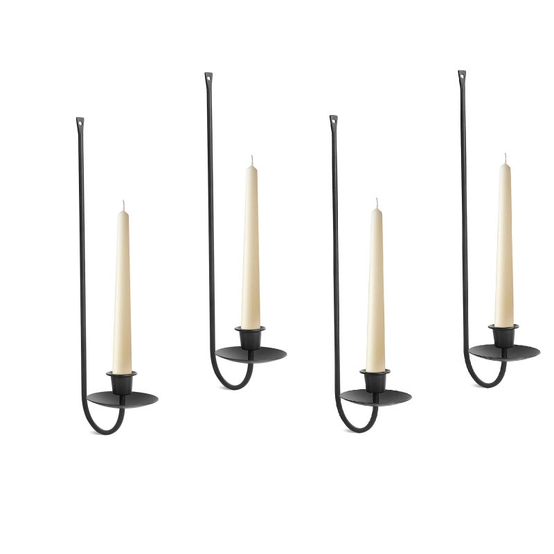 Batoslee Black Wall Candle Holder Set of 4, Stylish Metal Wall Mount Candle Sconces, Modern Wall Decoration for Living Room, Dining Room, Fireplace, and Weddings - Image 1