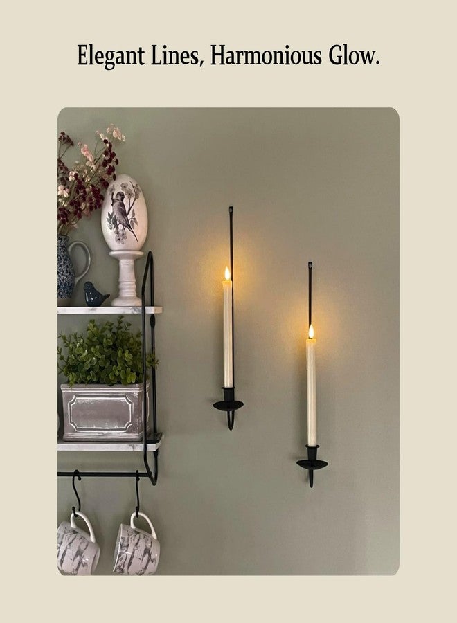 Batoslee Black Wall Candle Holder Set of 4, Stylish Metal Wall Mount Candle Sconces, Modern Wall Decoration for Living Room, Dining Room, Fireplace, and Weddings - Image 4