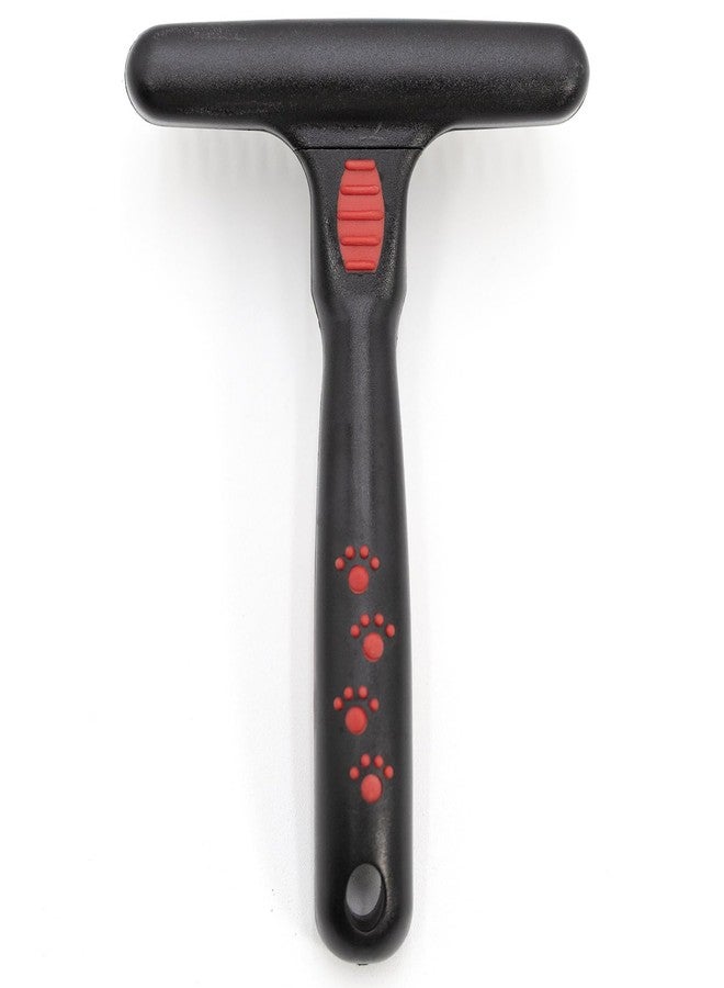 Jeffers Pet Magic Spring Undercoat Rake for Dogs & Cats, Pet Deshedding Brush, Undercoat Hair Removal Rake, Grooming Tool for Detangling, Removing Fur & Mats, Red Black Handle - Single Row 20 Pins - Image 2