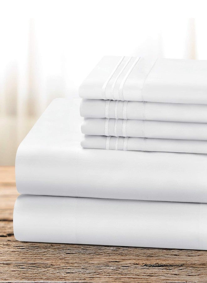 BYSURE Hotel Bed Sheets Set with 4 PCS Embroidered Pillowcases(King, Bright White), 15-inch Deep Pocket Microfiber Sheets, Super Soft Bedding Sets - Image 1