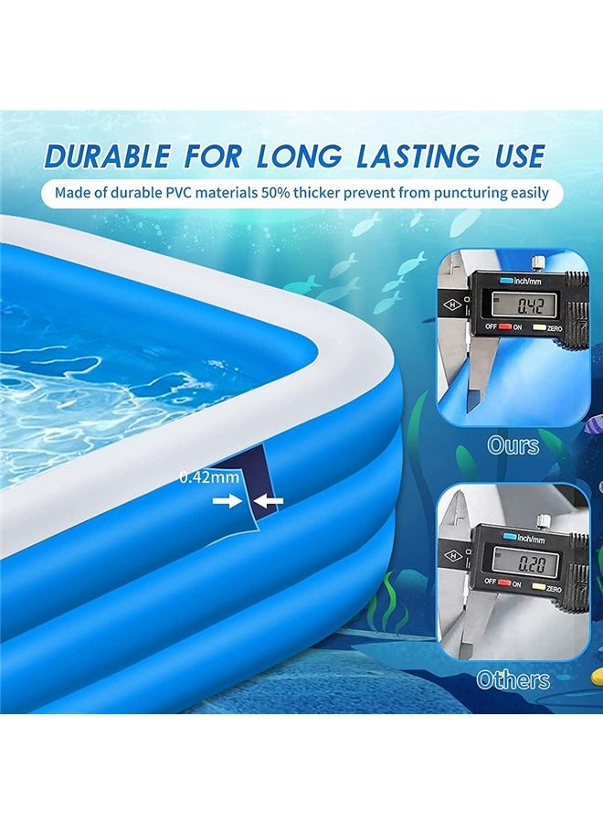 Beauenty Family Inflatable Swimming Pool Thick Lounge Pool Summer Water Party Supply for Baby Kids Adult for Outdoor Garden Backyard (305cm-blue) - Image 4