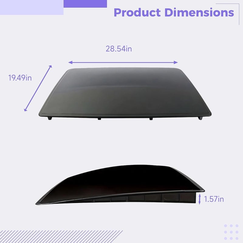 Panoramic Car Sunroof Simulator, 26.5 X 19.5 Inches, Self-Adhesive Roof Accessory for Auto Modification, Black Plastic Wind Deflector - Image 4