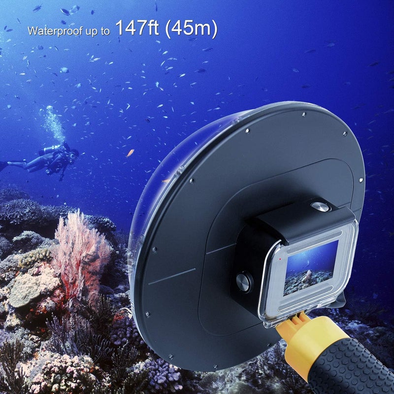 غيبولي منفذ قبة لكاميرات GoPro Hero 9 10 11 12 13 أسود - منفذ قبة مقاوم للماء تحت الماء مع علبة غوص + مقبض عائم + مشغل - ملحقات Go Pro لقبة الماء - Image 4