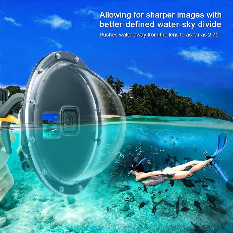 غيبولي منفذ قبة لكاميرات GoPro Hero 9 10 11 12 13 أسود - منفذ قبة مقاوم للماء تحت الماء مع علبة غوص + مقبض عائم + مشغل - ملحقات Go Pro لقبة الماء - Image 5