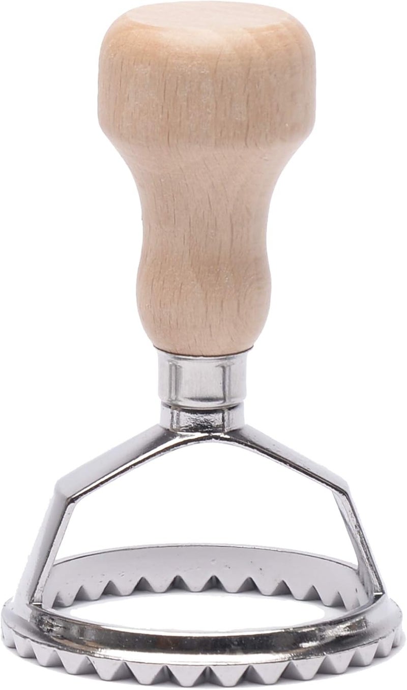 MASTER FENG Ravioli Stamp Maker Cutter with Roller Wheel Set, Mold with Wooden Handle and Fluted Edge, Pasta Press Kitchen Attachment (MF-12456) - Image 2