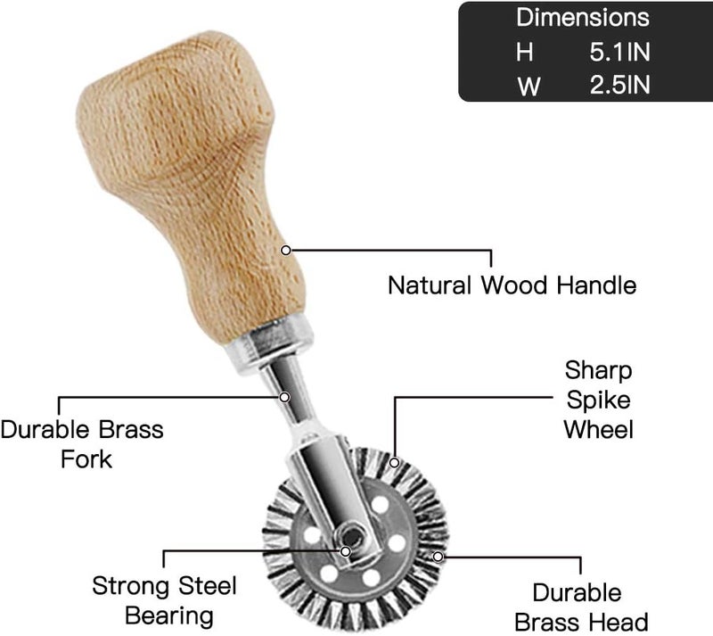 MASTER FENG Ravioli Stamp Maker Cutter with Roller Wheel Set, Mold with Wooden Handle and Fluted Edge, Pasta Press Kitchen Attachment (MF-12456) - Image 3