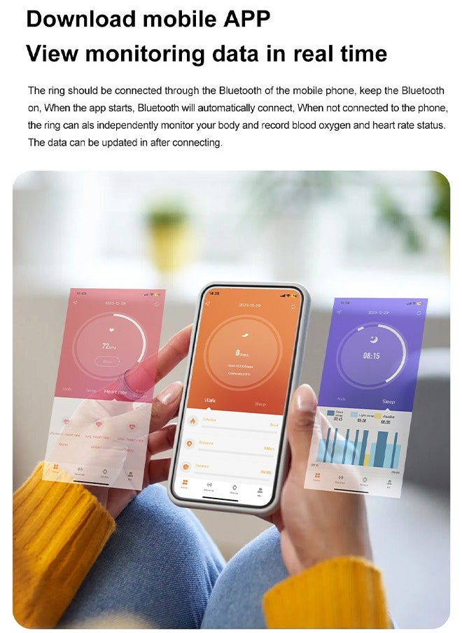 OLO - Fitness Tracker Smart Ring for Men Women, Step Counter Heart Rate Oxygen Sleep Tracker Health Ring, Waterproof Long Battery Life Smart Rings Compatible with iOS & Android (Silver + Side Gold, 20.7mm) - Image 1