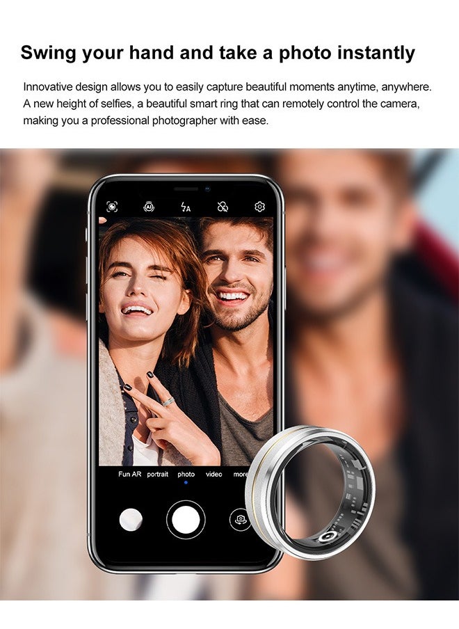 OLO - Fitness Tracker Smart Ring for Men Women, Step Counter Heart Rate Oxygen Sleep Tracker Health Ring, Waterproof Long Battery Life Smart Rings Compatible with iOS & Android (Silver + Side Gold, 20.7mm) - Image 1