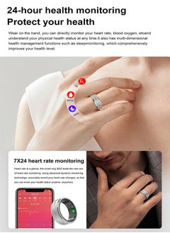 OLO Fitness Tracker Smart Ring for Men Women, Step Counter Heart Rate Oxygen Sleep Tracker Health Ring, Waterproof Long Battery Life Smart Rings Compatible with iOS & Android (Silver + Side Gold, 20.7mm)  - Image 5