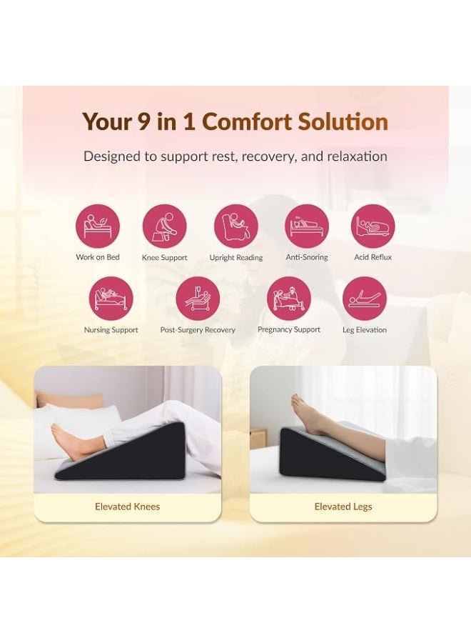 Orthopedic Memory Foam Wedge Pillow, 10-Inch Incline Support for Back and Leg Elevation, Comfortable Bed Pillow for Rest and Recovery - Image 3