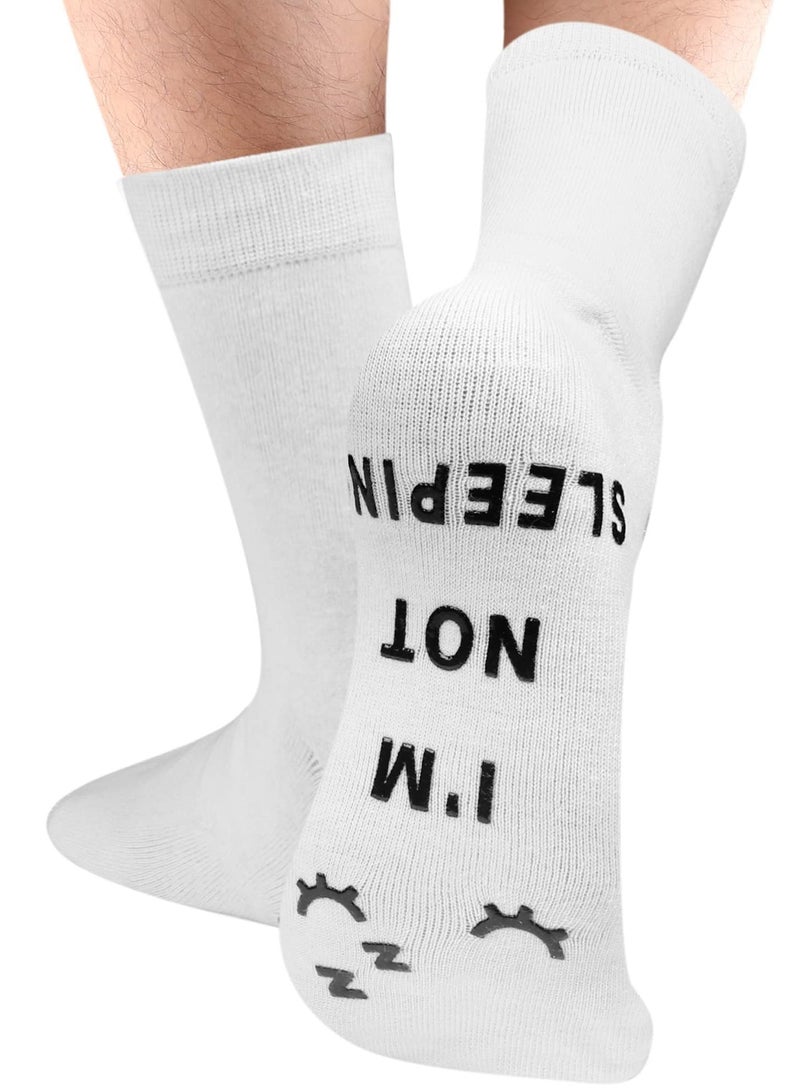 KASTWAVE Men's Black Socks, Funny Socks Birthday Gifts for Men Dad Grandpa Son Women Grandma Daughter, I'm Not Sleeping I'm Just Resting My Eye - Image 2