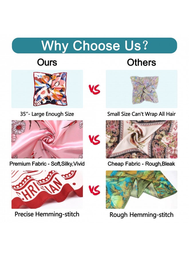 vimate أوشحة رأس حريرية من فيمات، وشاح ساتان خفيف الوزن للنساء مقاس 35" مربع لتغطية الشعر في الليل. (النمط-13) - Image 2