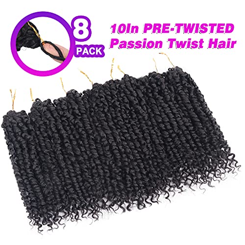 Bileaf Passion Twist Crochet Hair for Black Women Pretwisted Short Crochet Passion Twist Hair Pre Looped Passion Twists Crochet Braids Bohemian Crochet Hair10 Inch Off Black - Image 5